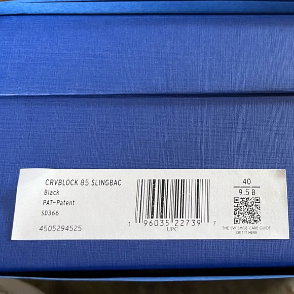 🍃💕NIB STUART WEITZMAN Curve 85 Black Patent Block Heel Slingback Pump Size 9.5 - Picture 13 of 16